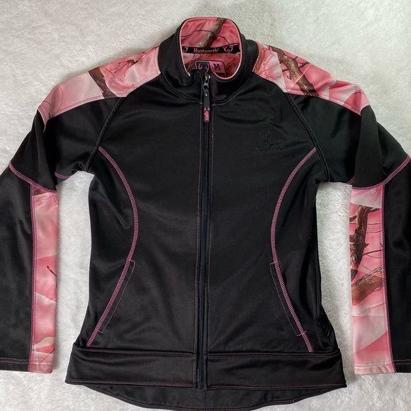 Huntworth Jackets & Blazers - Huntworth Women’s Pink Camo Full-Zip Performance Track Jacket Size Medium